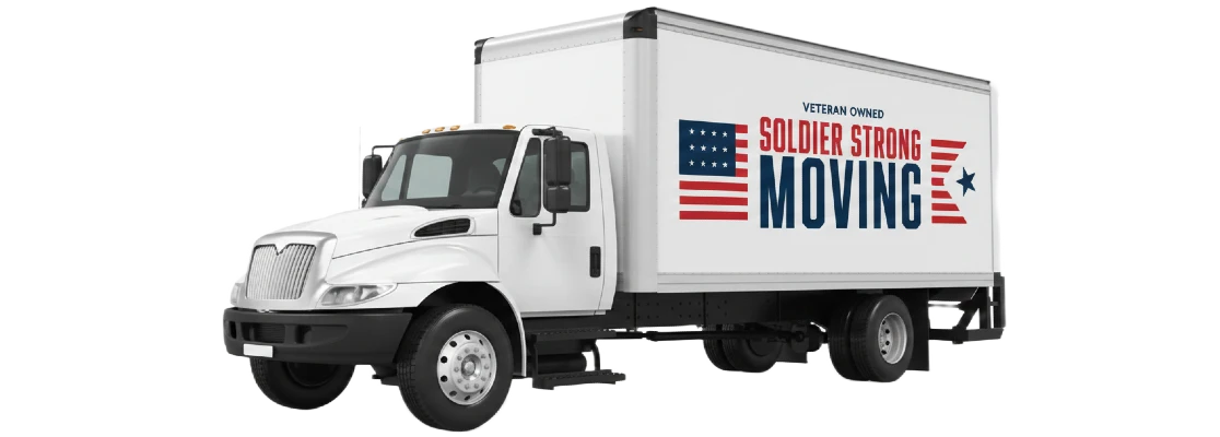 image of a box truck with the logo of Soldier strong moving LLC