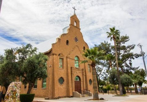 front of old brick church