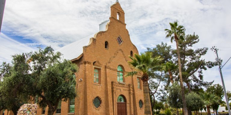 front of old brick church